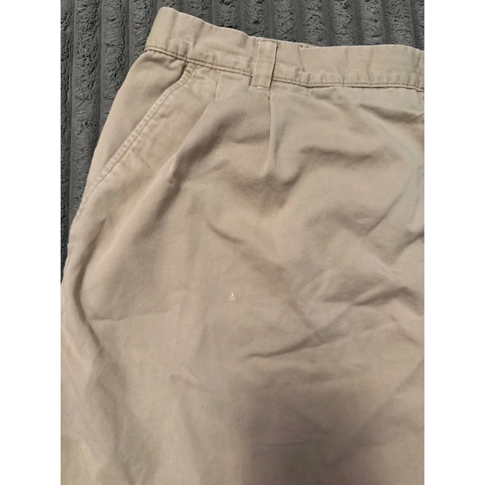 George Mens Pleated Chino Shorts Khaki Tan Cotton Size 40